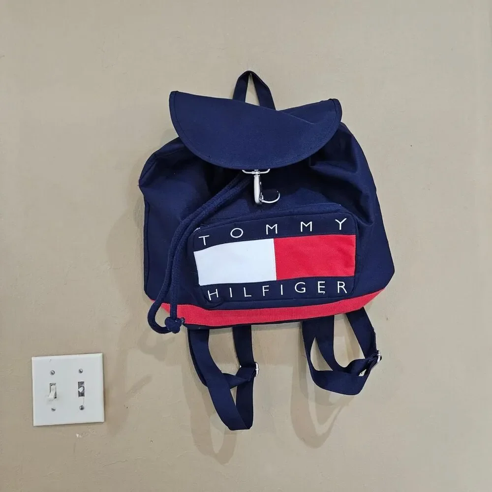 90s y2k Tommy Hilfiger big flag cinch backpack